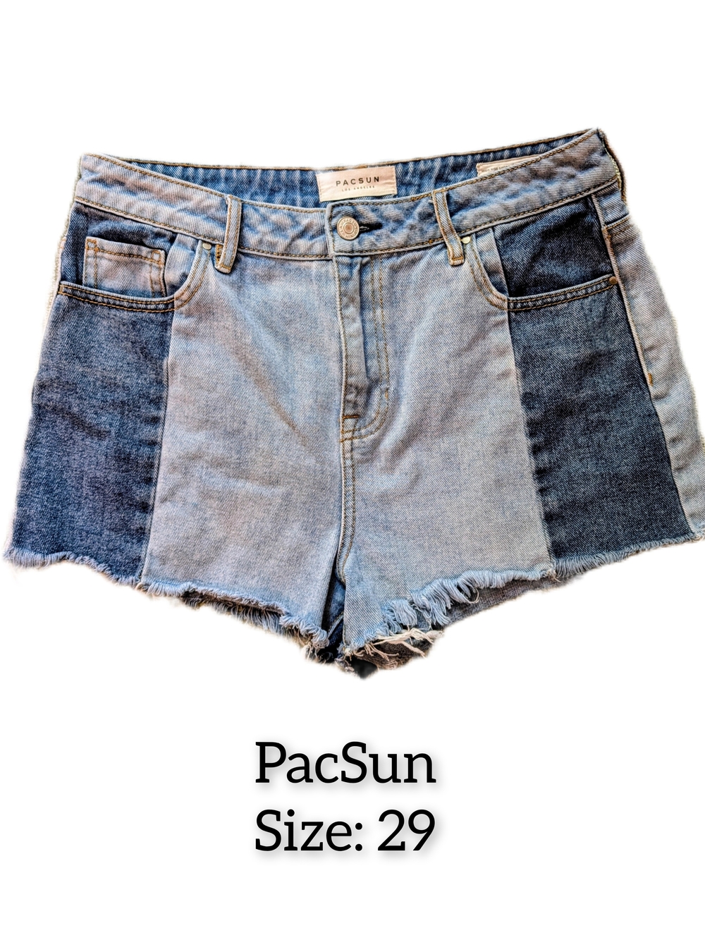 PacSun Two-Tone Light Blue Denim Shorts